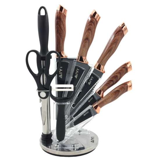 AIYI Stainless Steel Cutlery Set AY097-009A Wood 9pcs