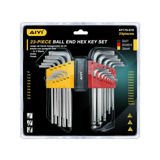 23PC Ball end hex key set AY175-015