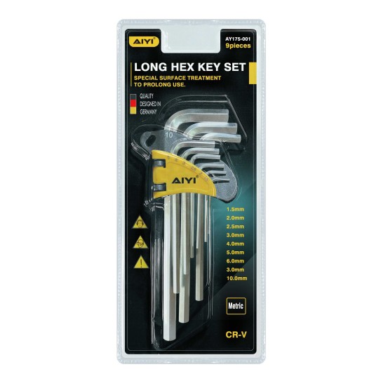 9 Pieces long flat hex key set AY175-001