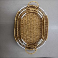 Light brown rattan basket oval 3PCS