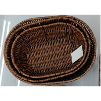 Dark brown rattan basket oval 3PCS