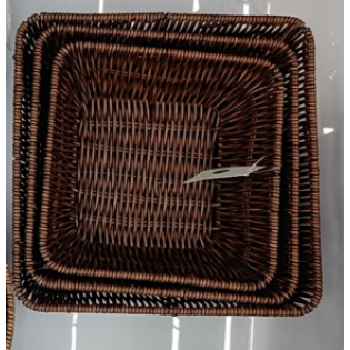 CC097-006 dark brown rattan basket square 3PCS
