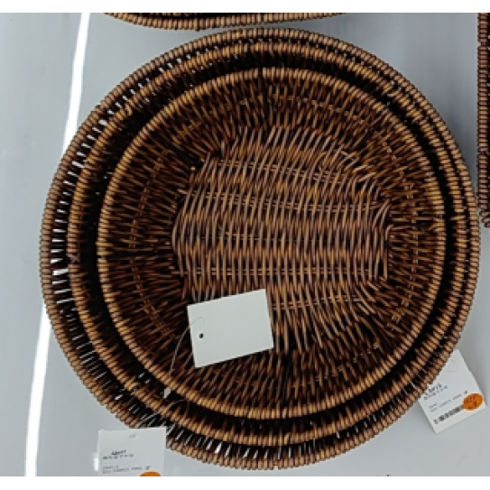 CC097-007 dark brown rattan basket round 3PCS