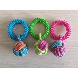 CC117-206 pet chew toys rope ball with ring A