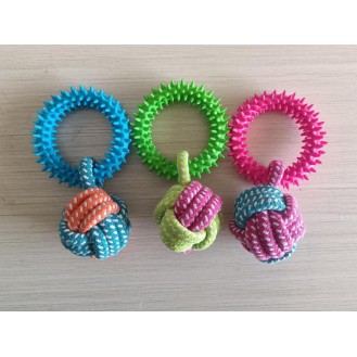 CC117-206 pet chew toys rope ball with ring A