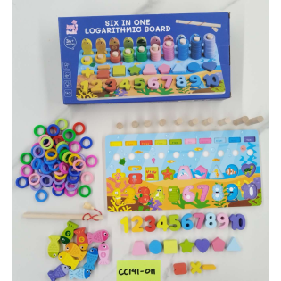 CC-141-011six in one logarithmic board wooden toys