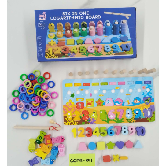 CC-141-011six in one logarithmic board wooden toys