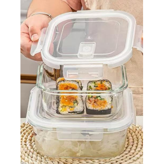 CC144-008 square glass food containerwith holeBXW-301800ml