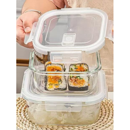 CC144-008 square glass food containerwith holeBXW-301800ml