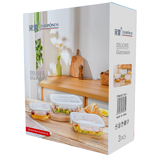 CC144-016 glass food containerTW-1 3pcs1030ml/625ml/350ml