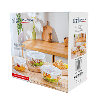 CC144-017 glass food containerTW-2 3pcs880ml/600/325ml