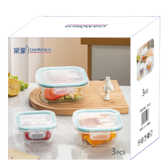 CC144-018 glass food containerTW-3 3pcs800ml/500/320ml
