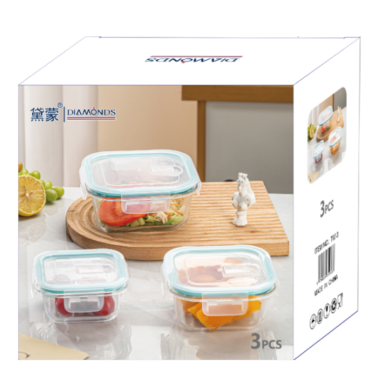 CC144-018 glass food containerTW-3 3pcs800ml/500/320ml